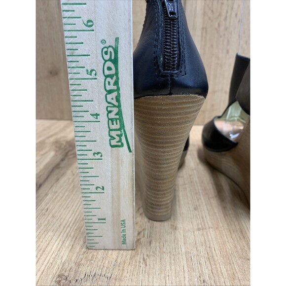 Seychelles Women's Wedge Platform Shoes Black Leather Back Zip Open Toe Size  9 - Picture 8 of 16